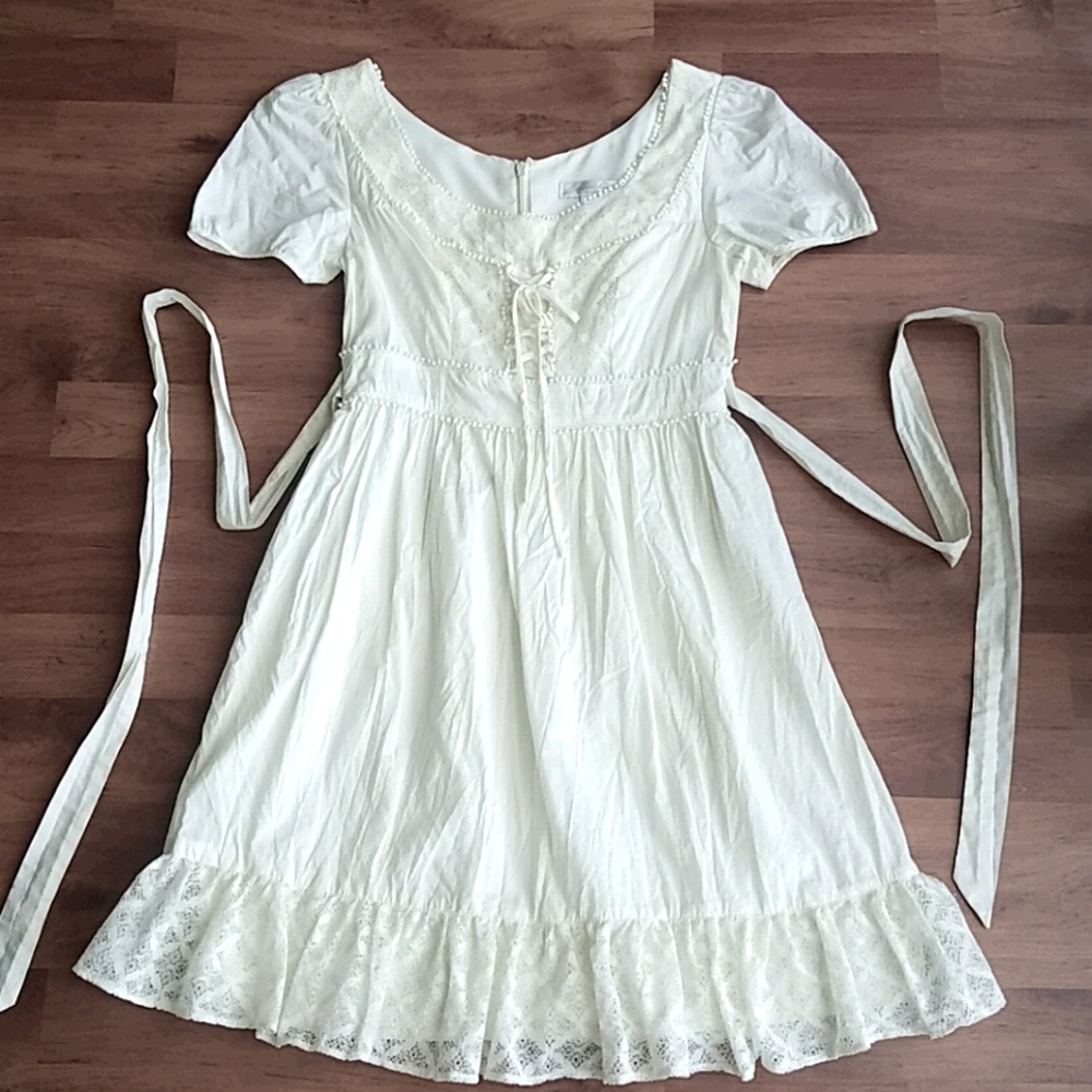 Cream lace and cross tie summery dress